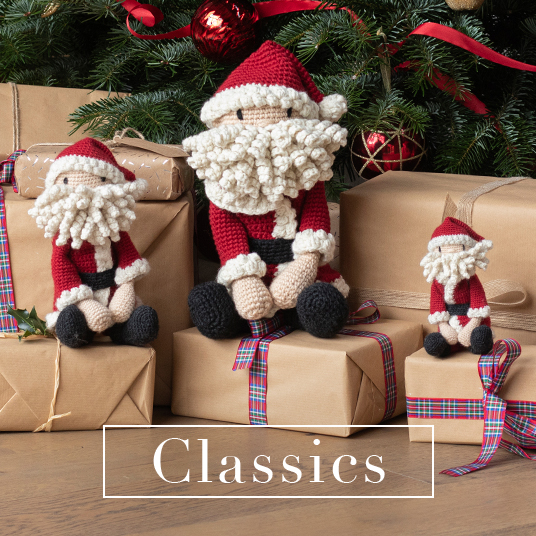 Christmas classic crochet patterns santa claus small dk large toft